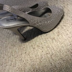 silver coach prom heels